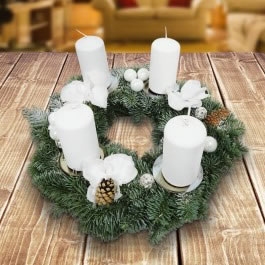 Adventskranz - Adventskranz weiß